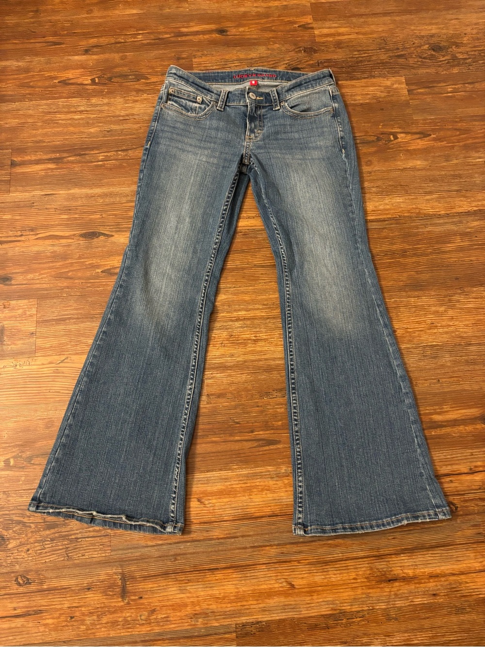 Lucky Brand Women's Low Rise Flare Jeans in Medium Wash Blue